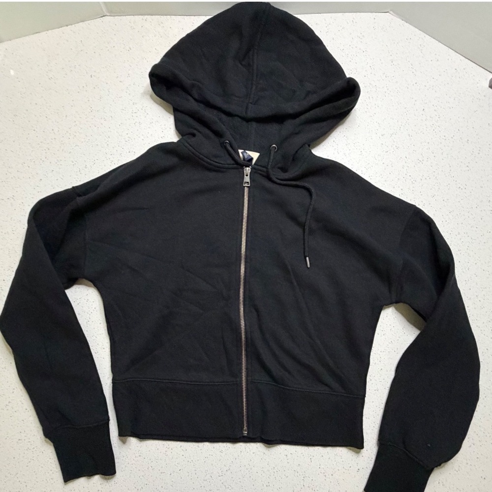 Universal Thread Womens XS Black Cropped Full Zip Hoodie Sweatshirt